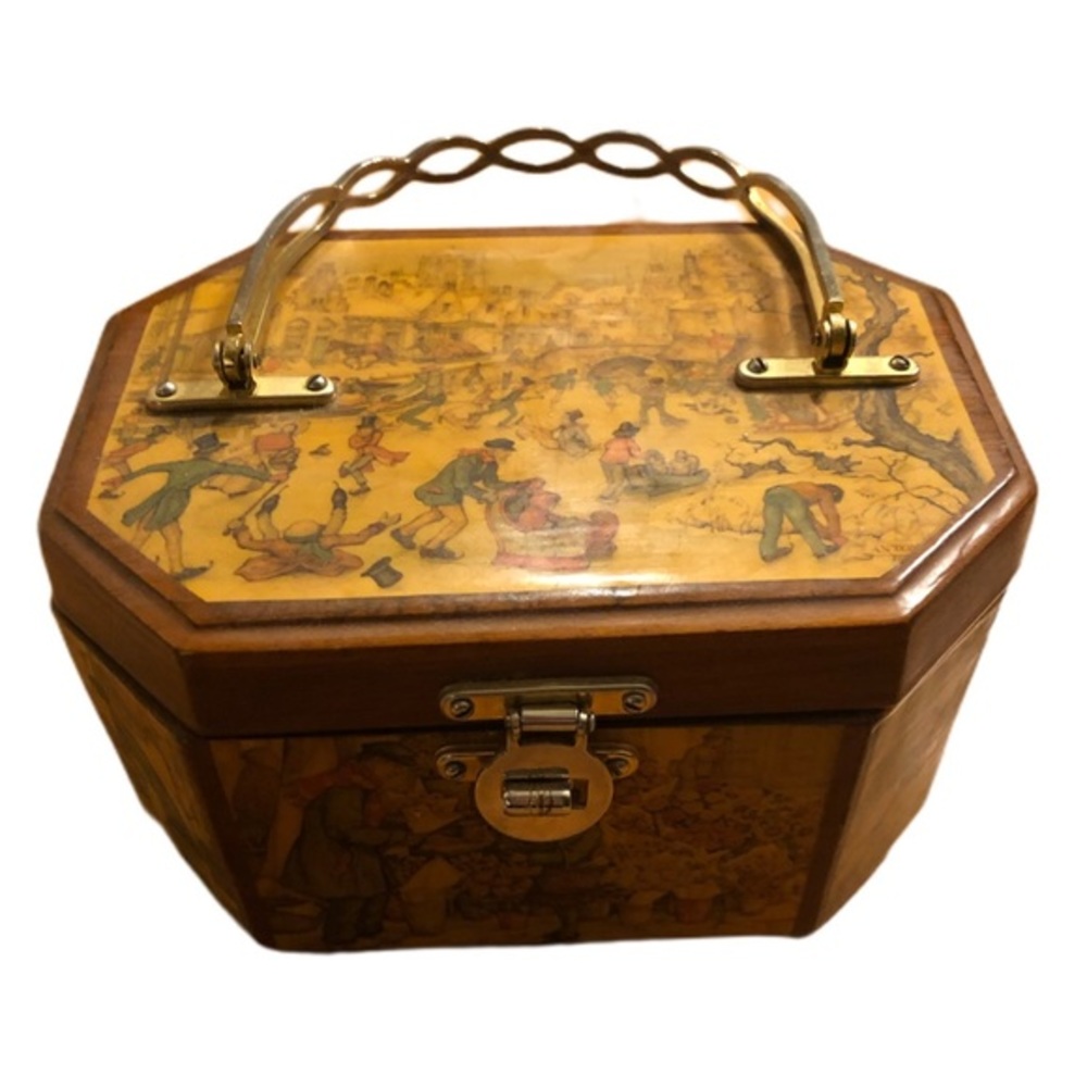 Vintage Wooden Decoupage Purse